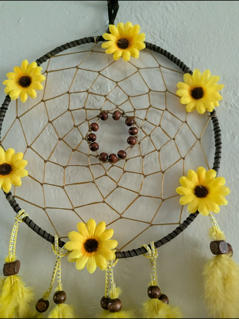 Handmade Yellow Sunflower Dreamcatcher Wall Decor